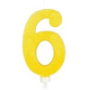 Vela 6 Amarelo Glitter Grande